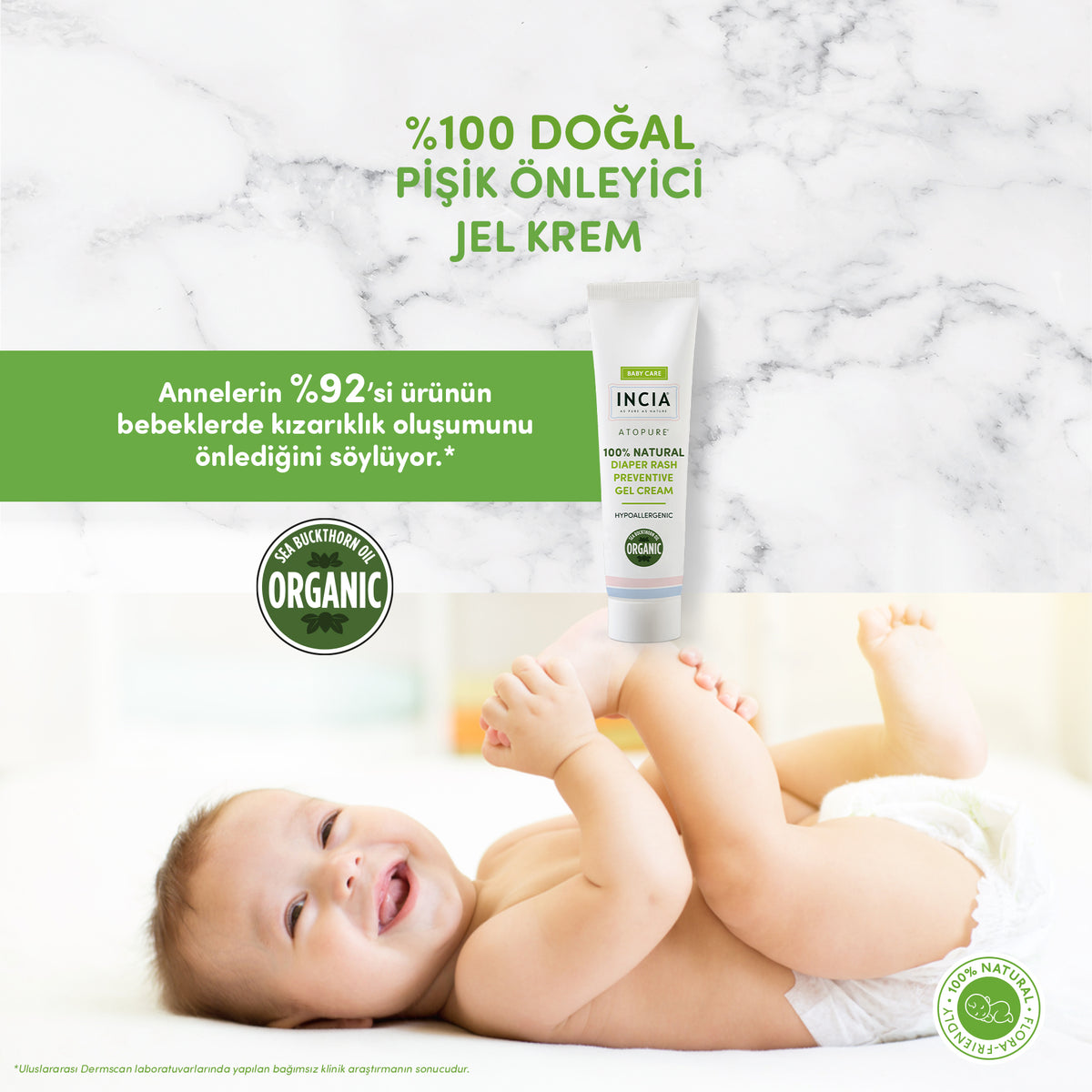 Natural Anti-Diaper Rash Gel Cream Organic False Buckthorn Care Cream Herbal 60mL x2