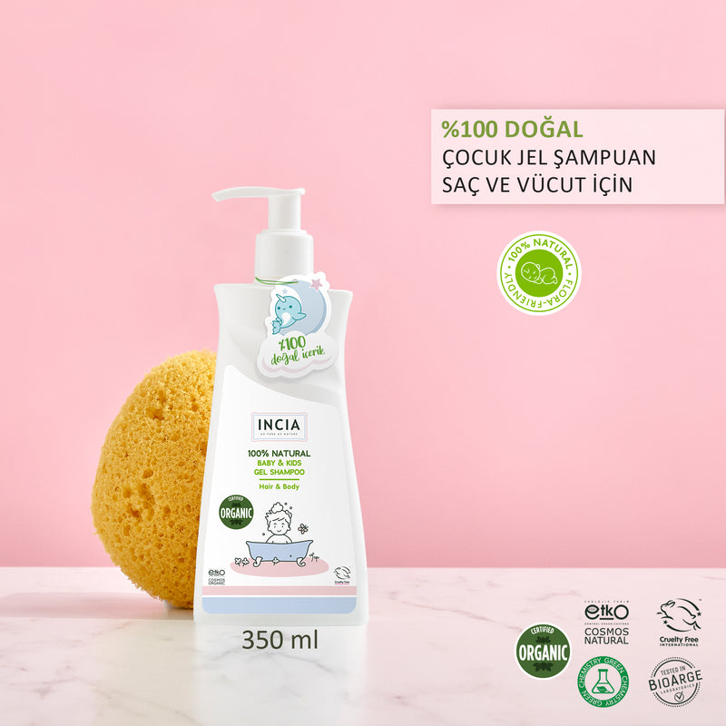 Natural Organic Baby And Kids Gel Shampoo for Hair & Body 350mL x 2