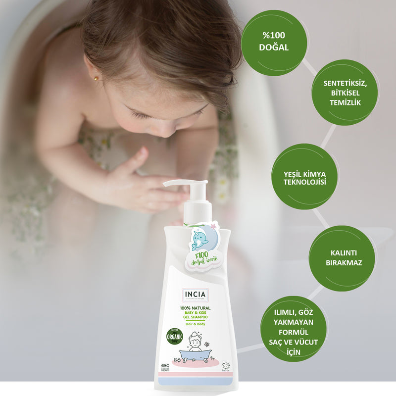 Natural Organic Baby And Kids Gel Shampoo for Hair & Body 350mL x 2