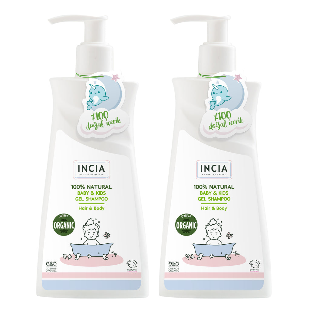 Natural Organic Baby And Kids Gel Shampoo for Hair & Body 350mL x 2
